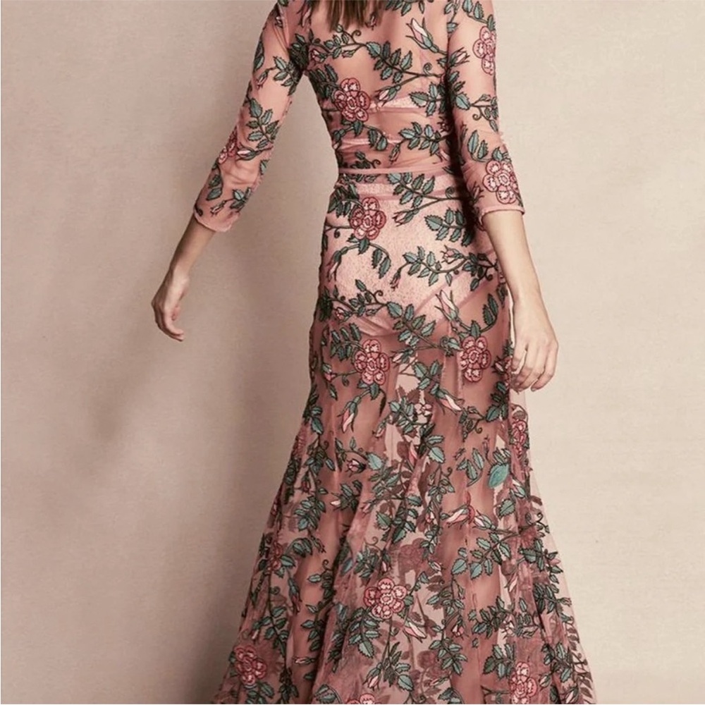 For Love and Lemons Floral Embroidered Pink Gown